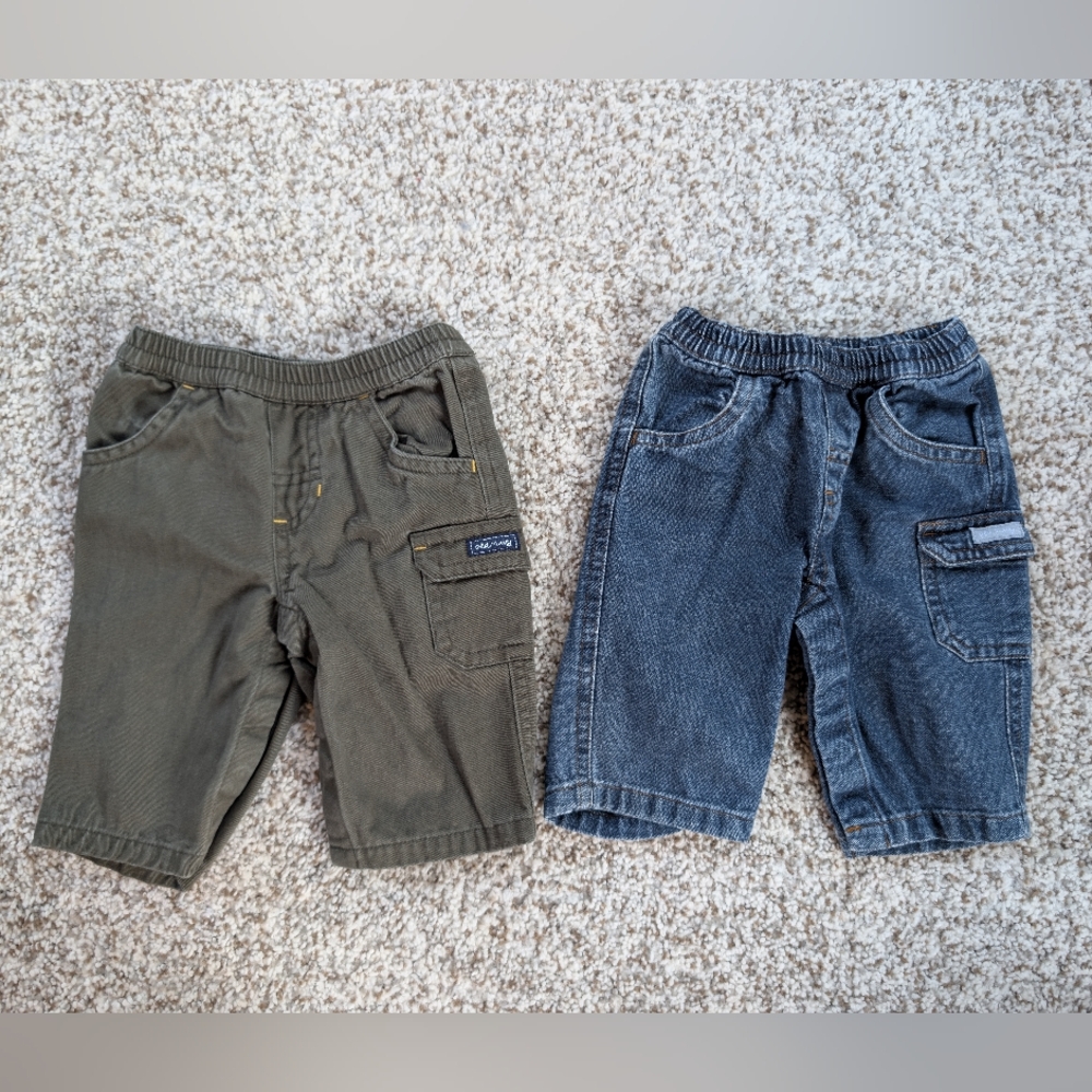 Old Navy Jeans And Green Pants 0-3 Mon Cargo Pocket